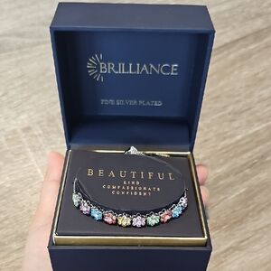 Brilliance Fine Silver Plated Multicolor Crystal Bracelet | Boxed Gift